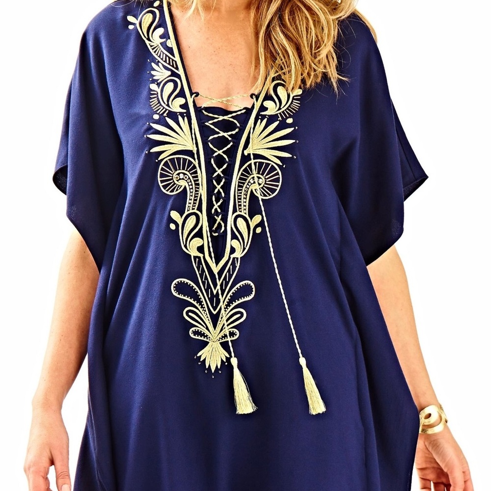 NWT Navy Lilly Pulitzer Dress Chai Caftan XXS/XS